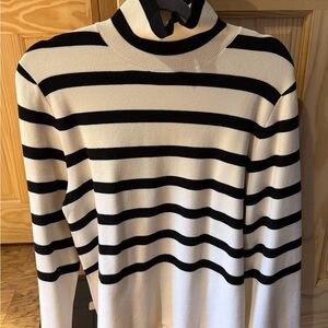 H&M Women’s Black & White Striped Turtleneck Sweater